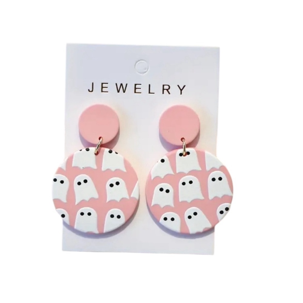 Ghost Round Dangle Earrings